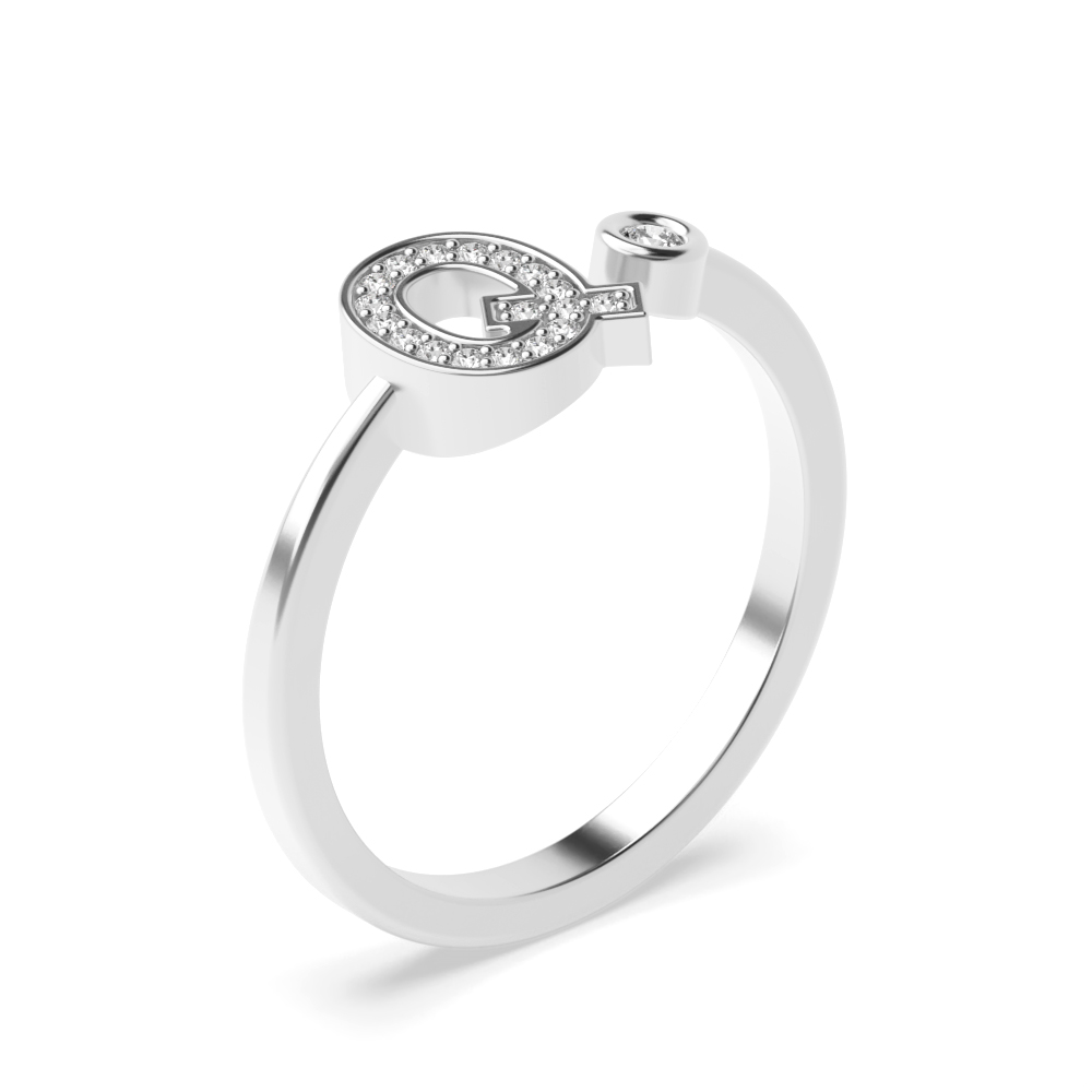 alphabet letter q initial diamond ring