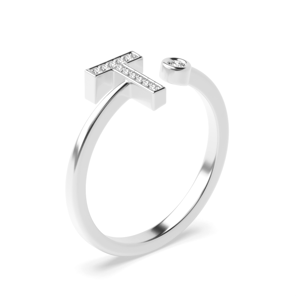 alphabet letter t initial diamond ring