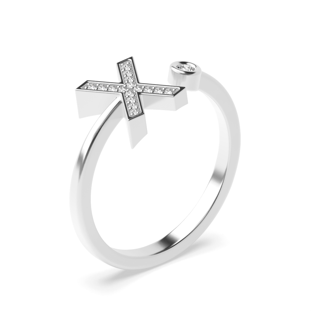 alphabet letter x initial diamond ring