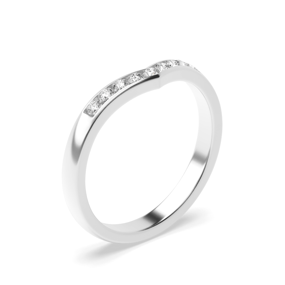 Channel Setting Round V shaped wishbone Lab Grown Stacking Diamond Ring