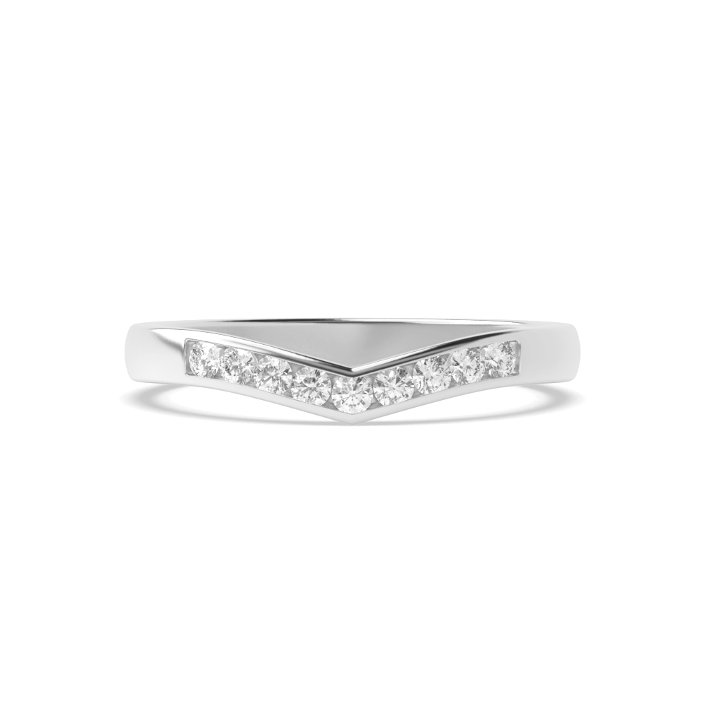 Channel Setting Round V shaped wishbone Lab Grown Stacking Diamond Ring