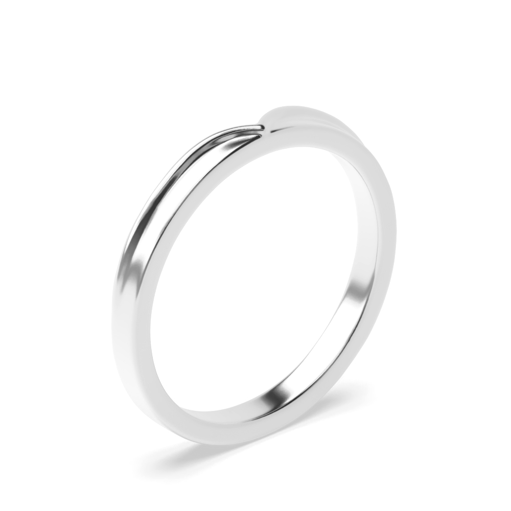 Plain Side V Shape With Channel Shaped Wedding Band (2.00mm)
