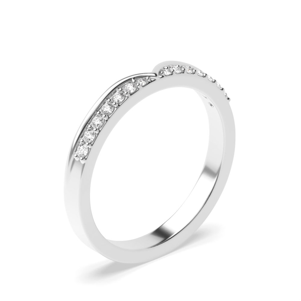 Pave Setting Round V shaped Lab Grown Stacking Diamond Ring