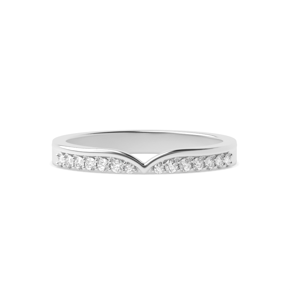 Pave Setting Round V shaped Lab Grown Stacking Diamond Ring
