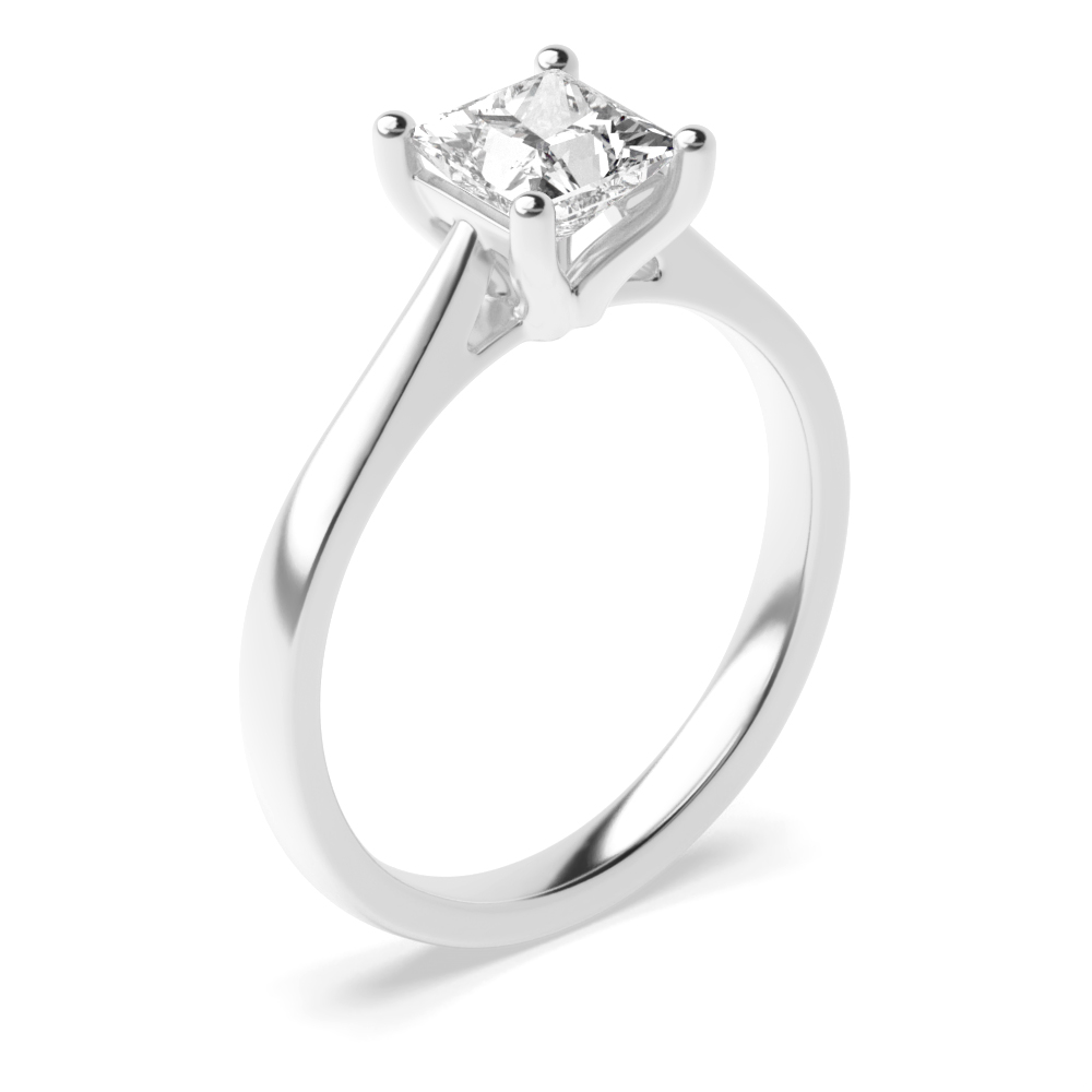 4 prong setting princess cut diamond Classic solitaire ring