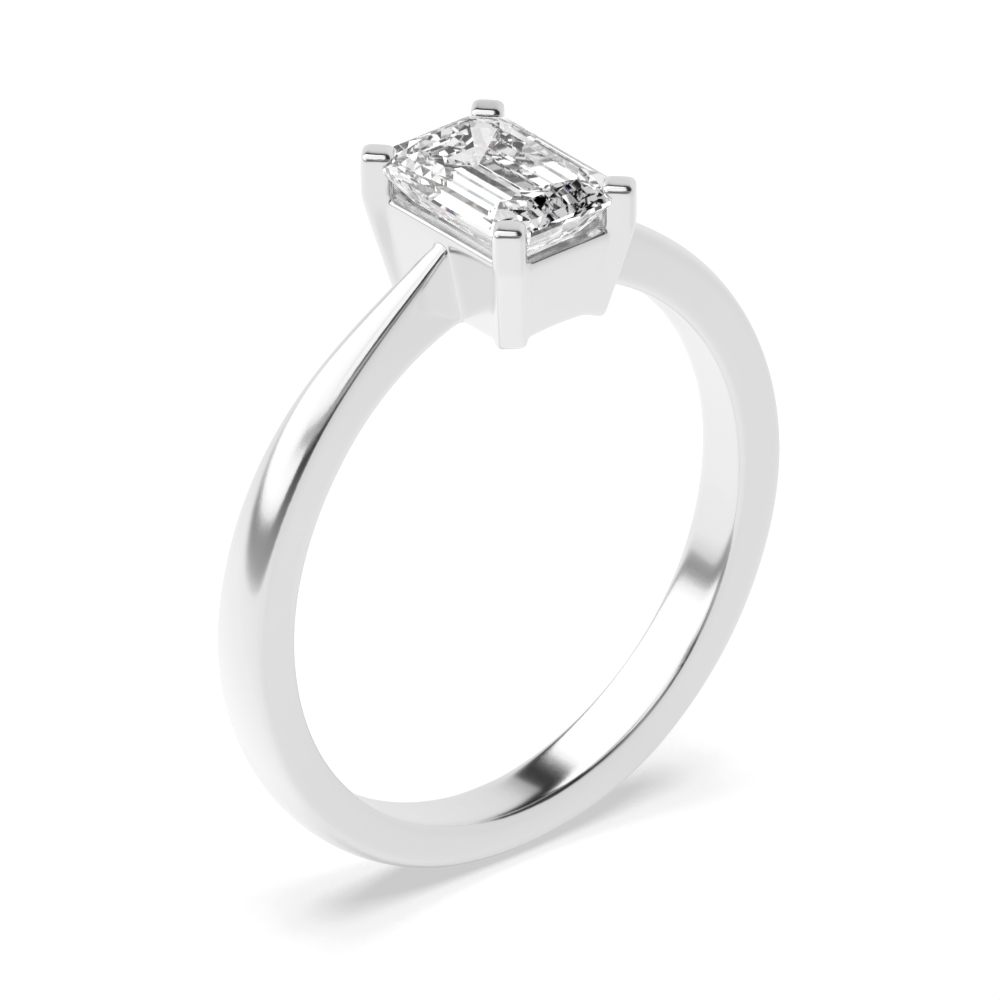 4 prong setting emerald shape diamond solitaire ring