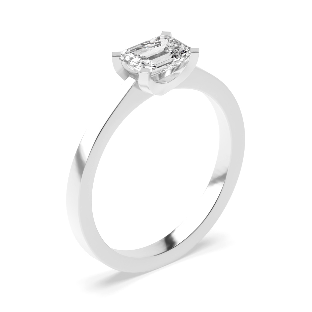 4 prong setting emerald diamond solitaire engagement ring