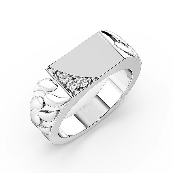 Round Corner Diamond Set Mens Ring (7.0mm)