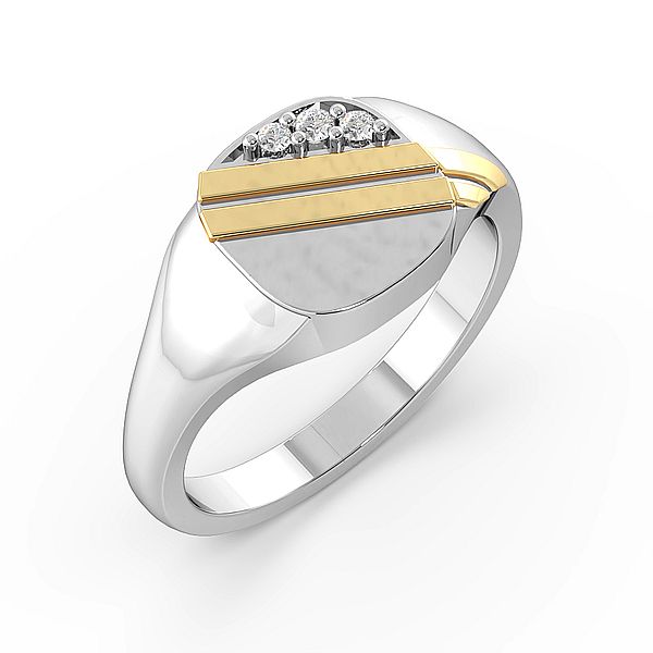 Round 2 Line Diamond Set Mens Ring (10mm)