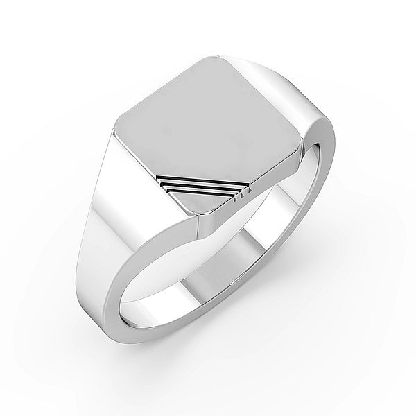 Square Line Cut Mens Signet Rings (10mm)