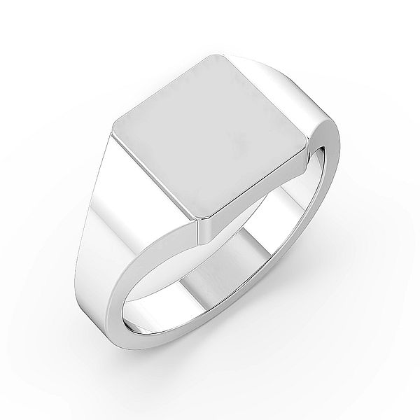 Smooth Corner Square Shape Mens Signet Rings (10mm)