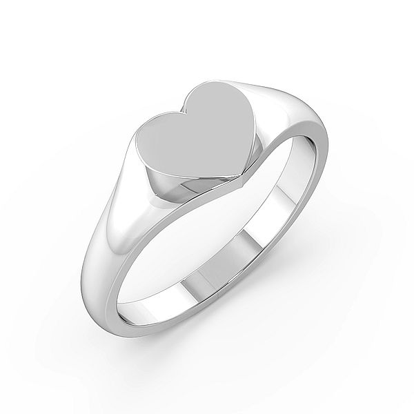 Heart Shape Womens Signet Rings (7.5mm)