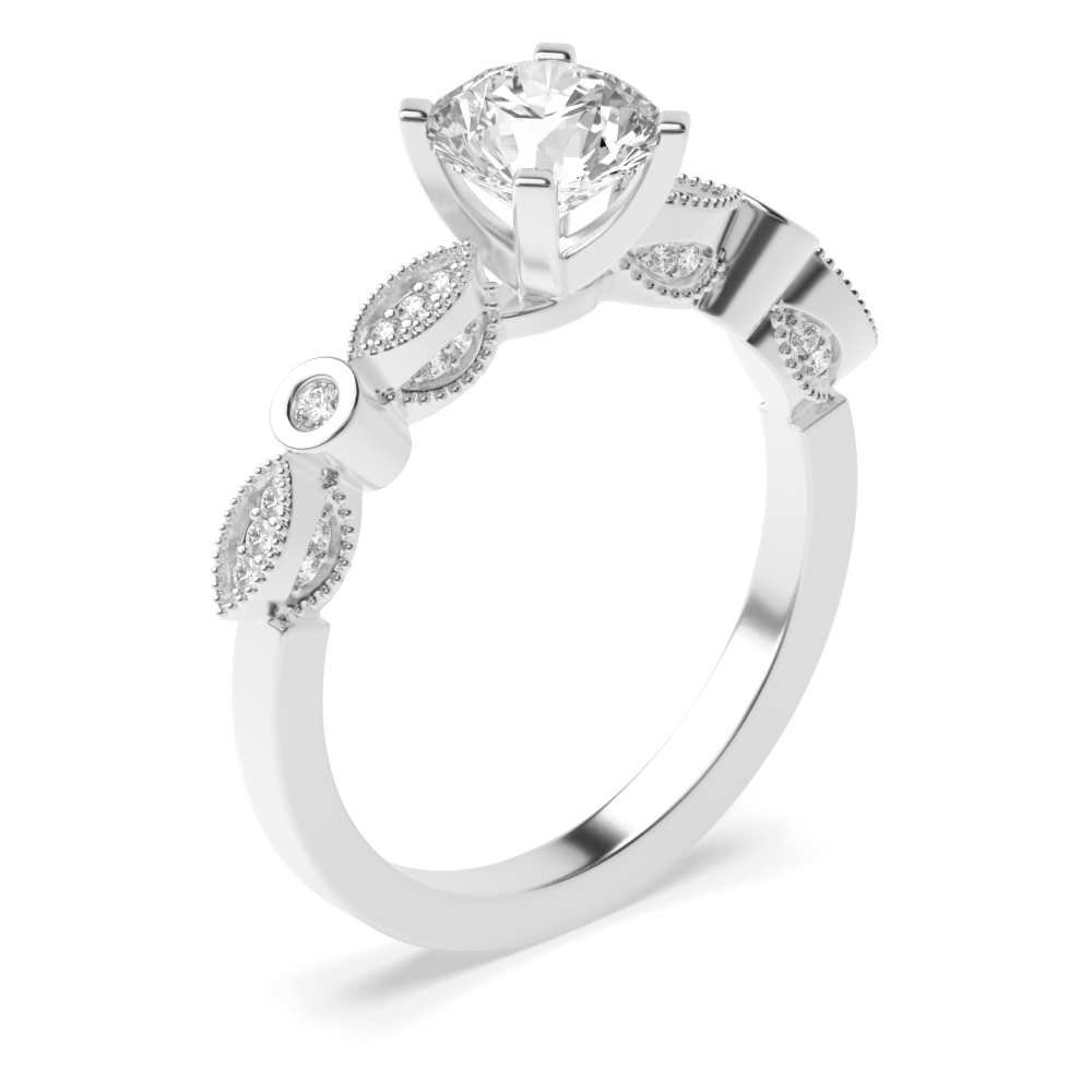 Vintage High Shoulder Side Stone Diamond Engagement Rings