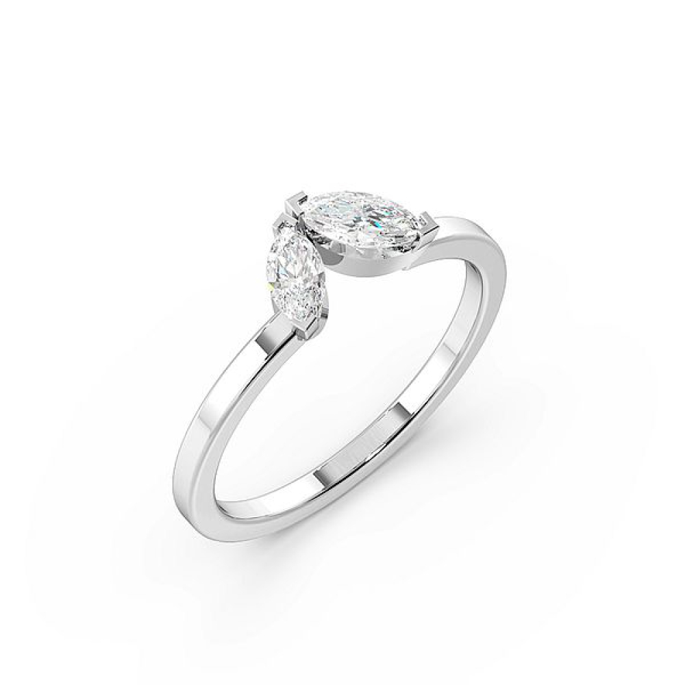 Marquise 4 Prong Elegant Two Stone Diamond Ring