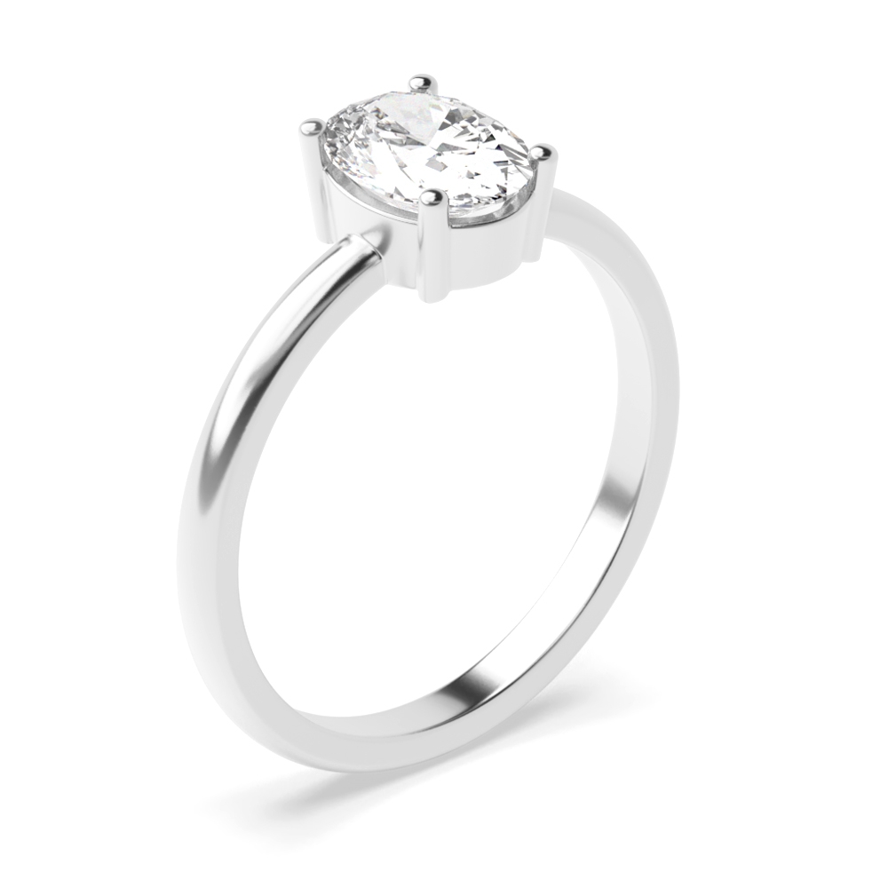 Horizontal Set Minimalist Solitaire Diamond Engagement Rings