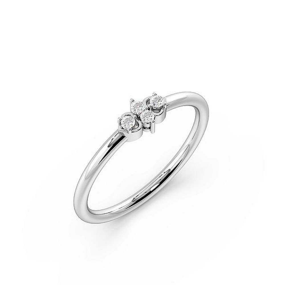 Pave Setting Two Heart Minimalist Designer Diamond Ring