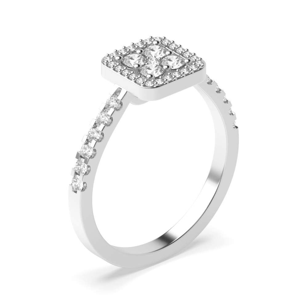 Pave Round Square Ring Round Pave Setting Square Halo Diamond