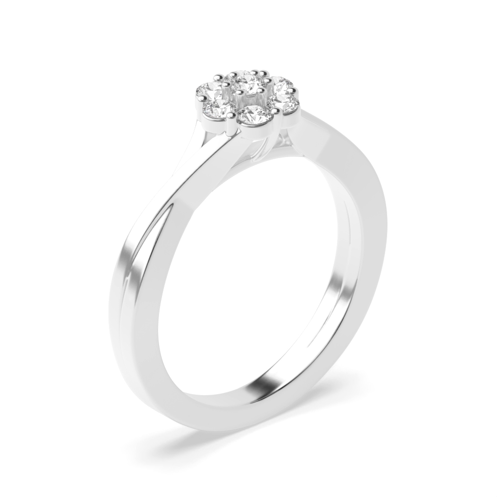 Classic Cluster Cross Over Side Stone Diamond Engagement Rings