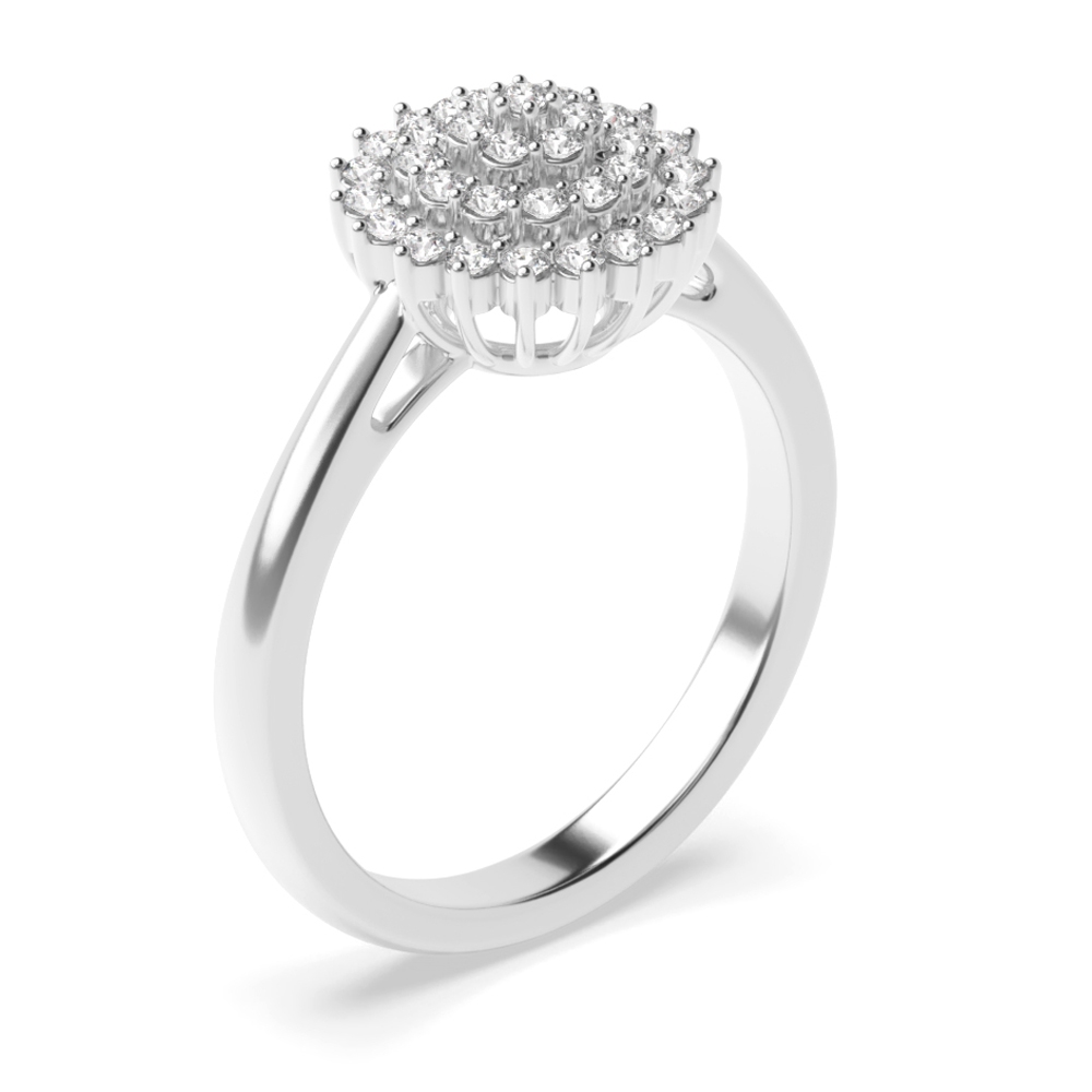 Round Pave Setting Big Cluster Designer Diamond Ring