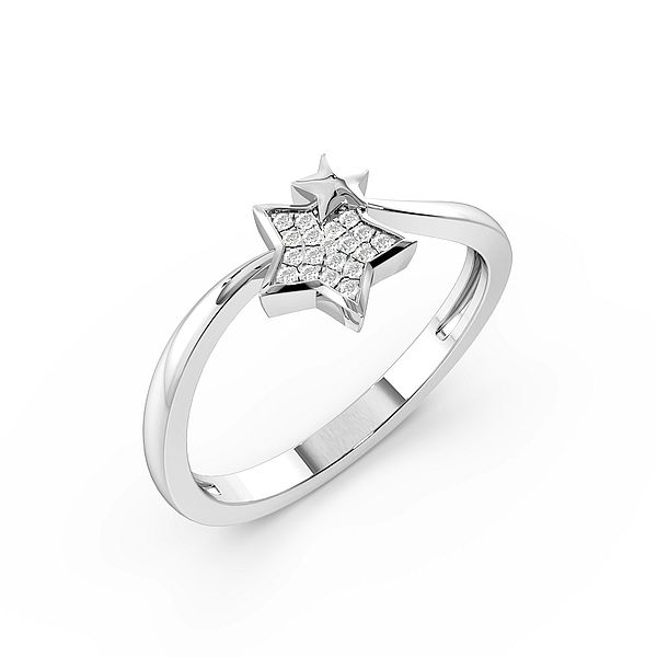 Round Pave Setting Two Star Designer Diamond Ring