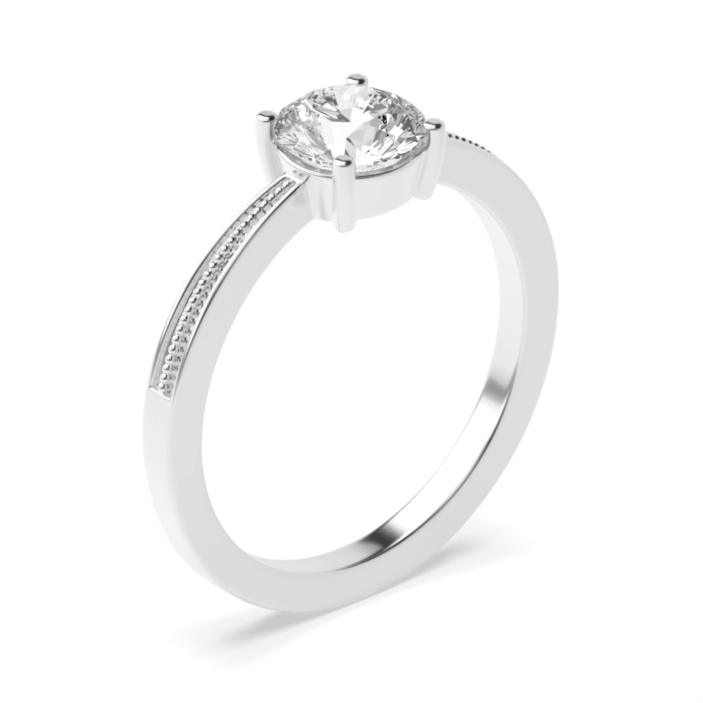 4 Prong Miligrain Channel Solitaire Diamond Engagement Rings