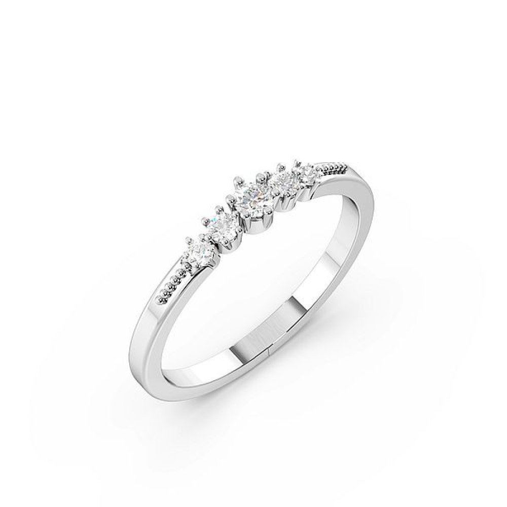 Round 4 Prong Petit Miligrain Half Eternity Diamond Ring