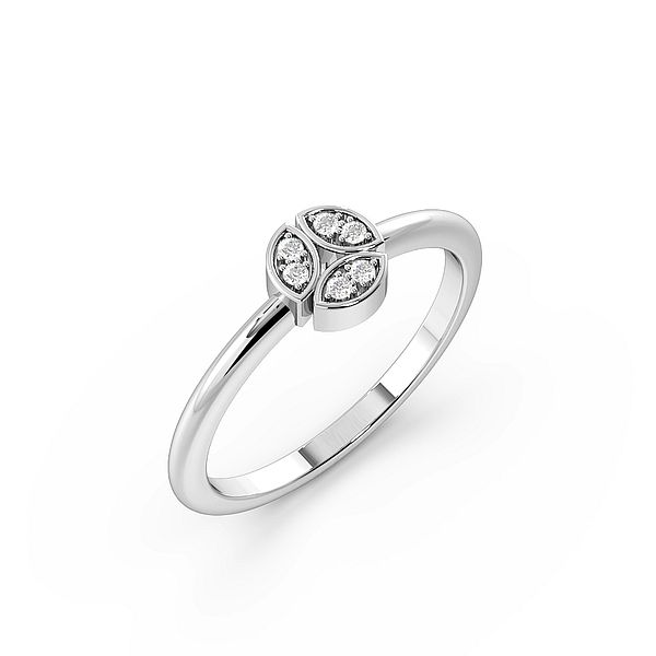 Round Pave Setting Modern Minimalist Designer Diamond Ring