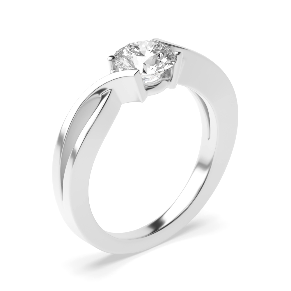 Channel Set Modern Delicate Solitaire Diamond Engagement Ring