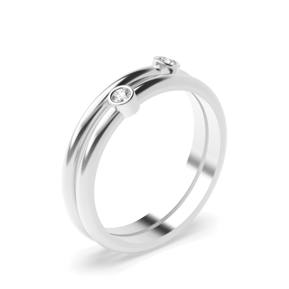 Bezel Setting 2 Stone Designer Diamond Rings (4.9mm)