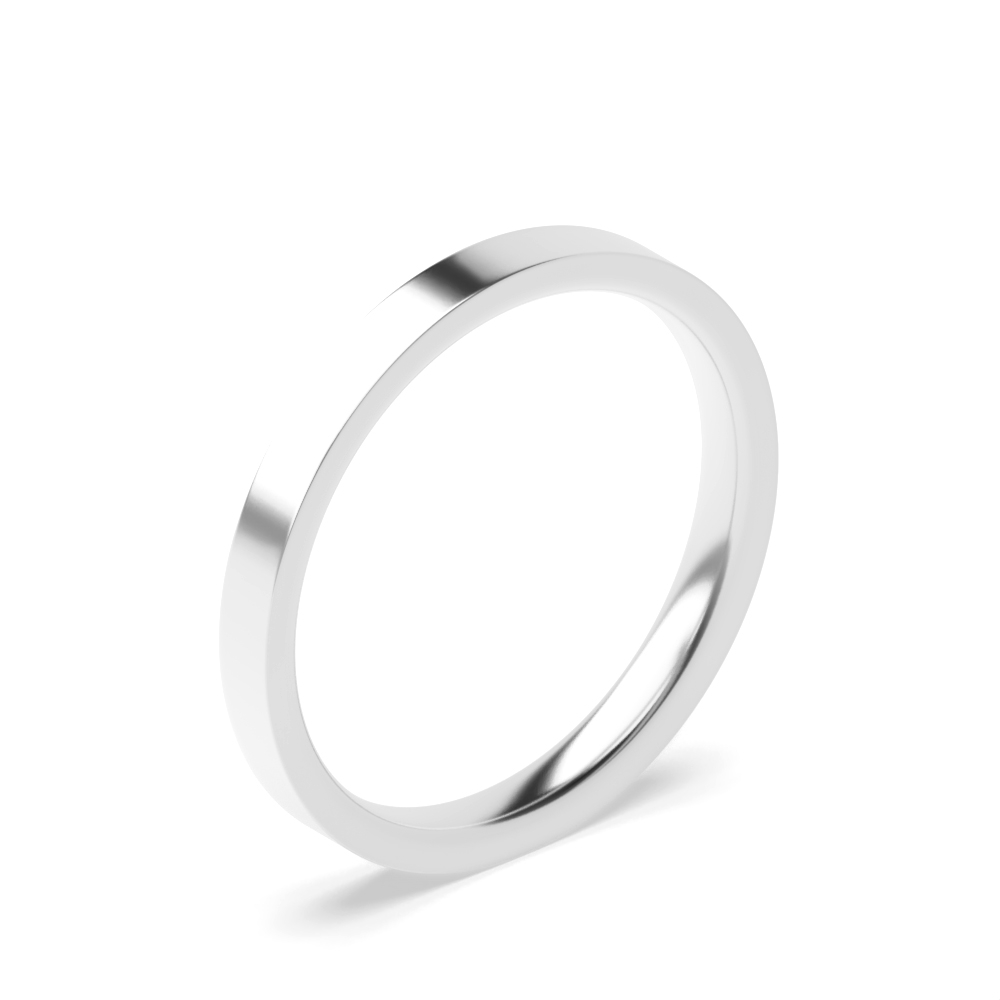 Flat Smooth Edge Profile plain women wedding bands (2.0 - 6.0mm)