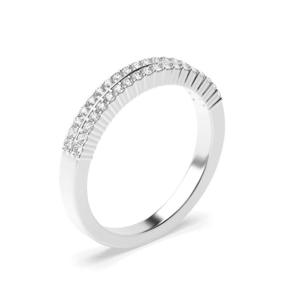 Round Cut 2 Rows Half Eternity Diamond Rings (3mm)