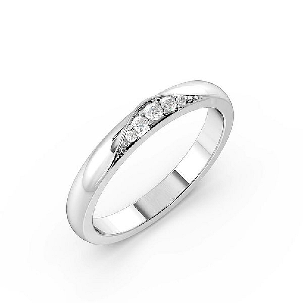 Pave Setting Modern Womens Diamond Wedding Rings (2.1mm)