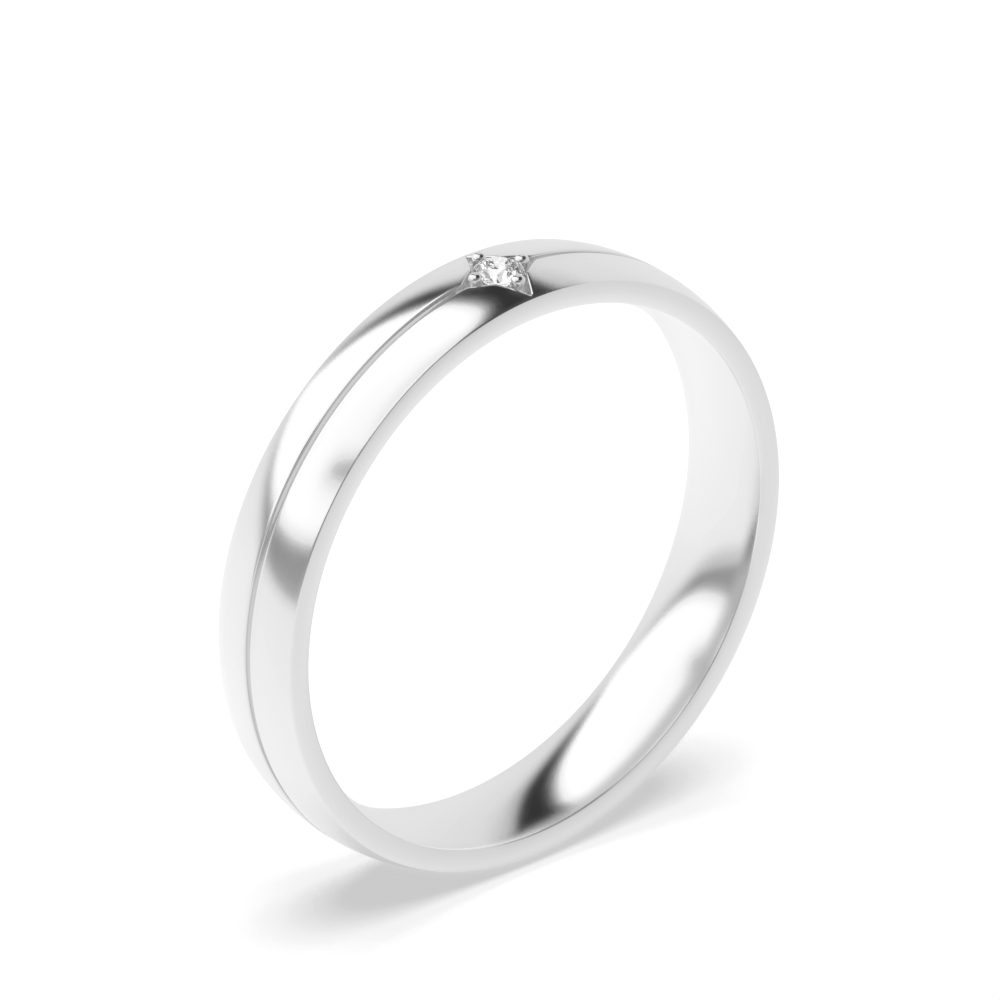Flush Setting Wide Band Mens Diamond Set Wedding Rings (4.0mm)