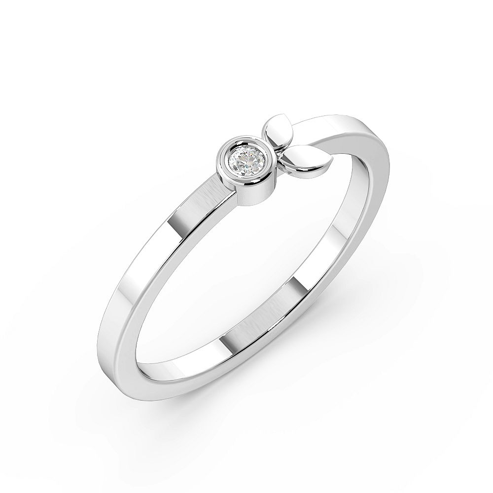 Bezel Setting Diamond Leaf Band Designer Diamond Rings (4.2mm)