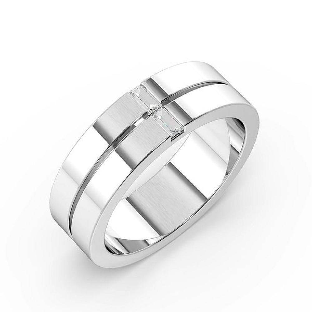 Baguette Channel Set Mens Diamond Wedding Rings (6.0mm)