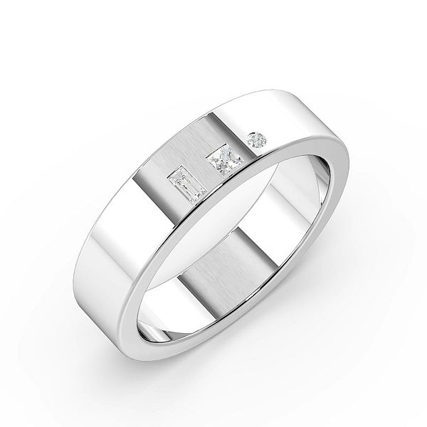 Flush Setting Multi Shape Diamond Mens Diamond Wedding Band (6.0mm)