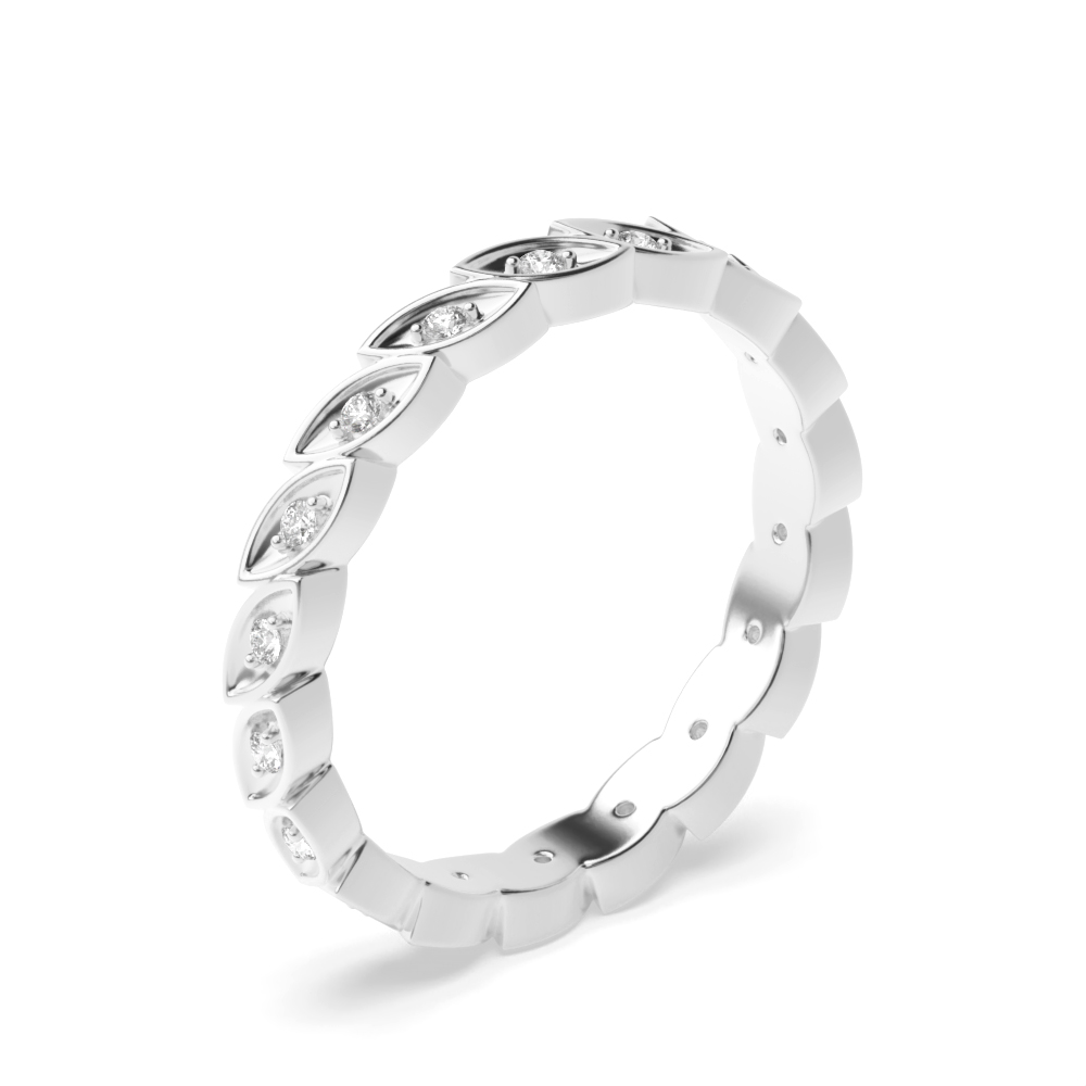 Pave Setting Leaf Stack Full Eternity Diamond Rings (3mm)