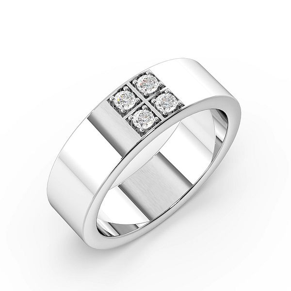 4 Diamond Square Cluster Mens Diamond Set Wedding Rings (6.0mm)