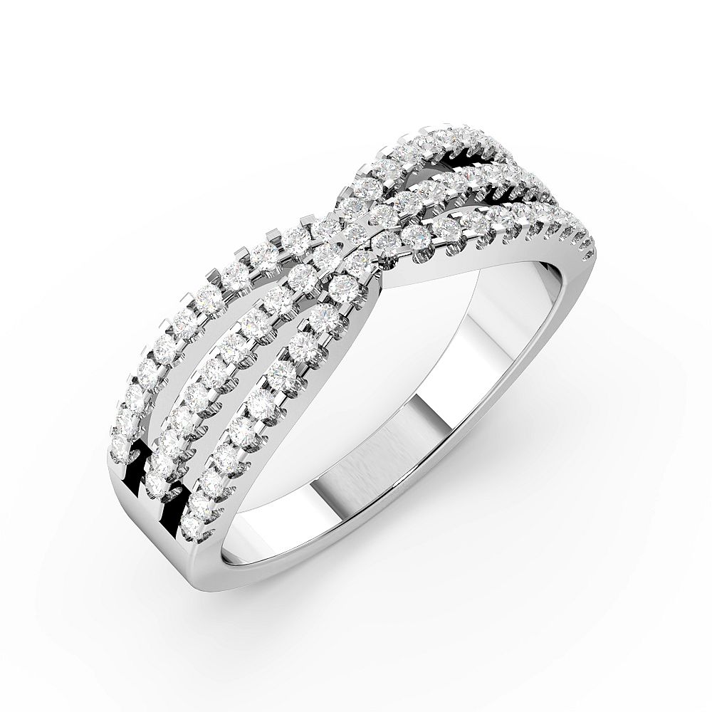 Pave Setting 3 Rows Designer Diamond Rings (6mm)