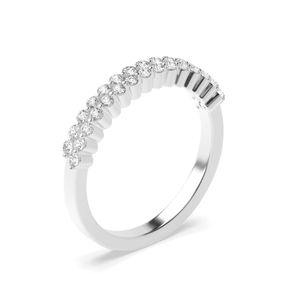 Round Cut 2 Rows Half Eternity Diamond Rings (2.8mm)