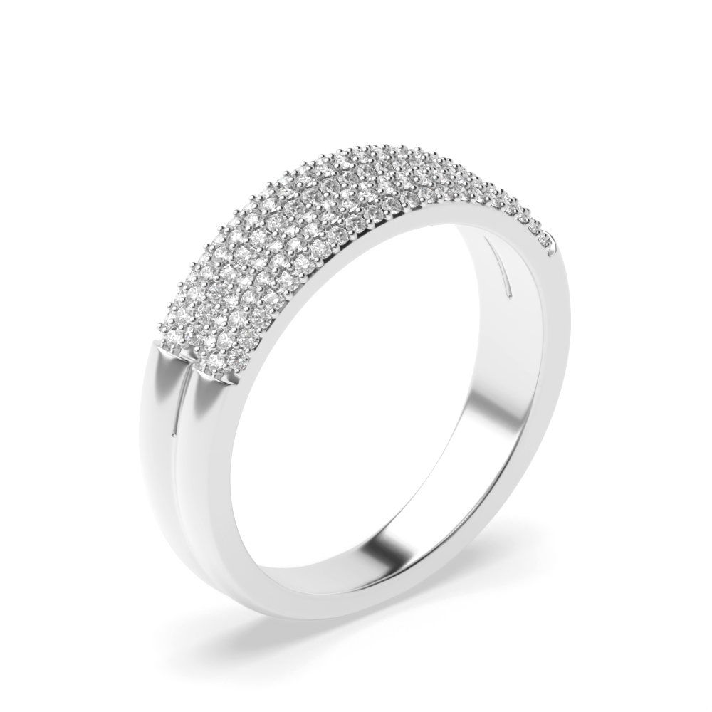 Pave Setting Twin Band Half Eternity Diamond Rings (6mm)