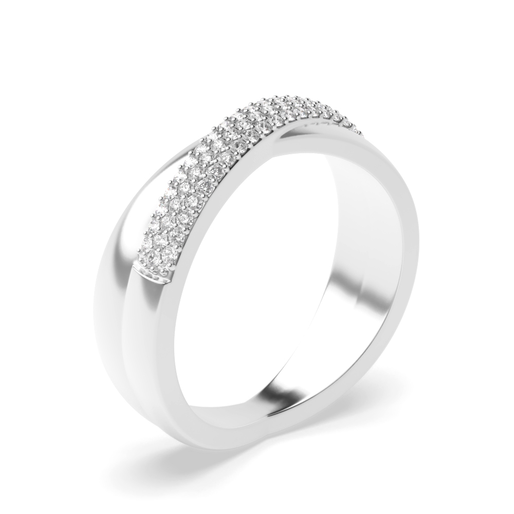 Cross Over 3 Rows Diamond Half Eternity Diamond Rings (5.9mm)