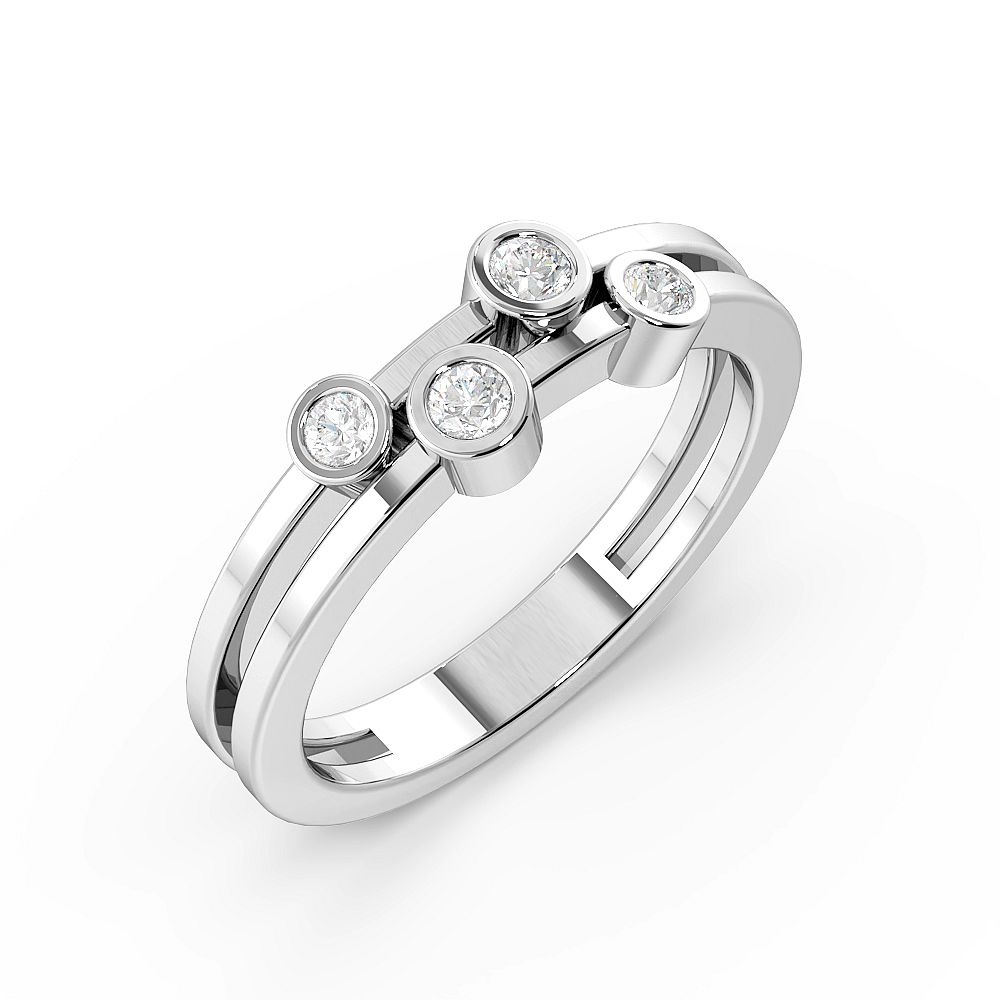 Bezel Setting 4 Diamond Designer Diamond Rings (5.7mm)
