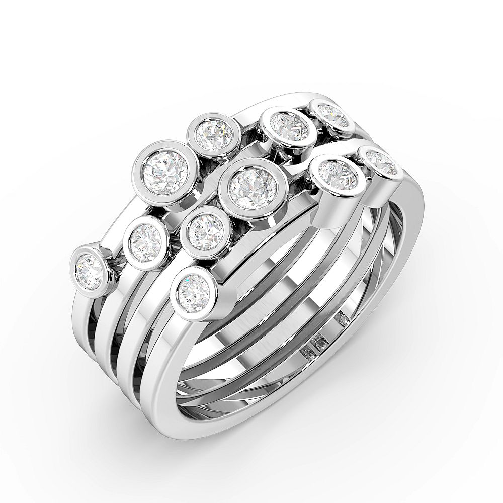Bezel Setting Multiple Diamonds Designer Diamond Rings (9.7mm)