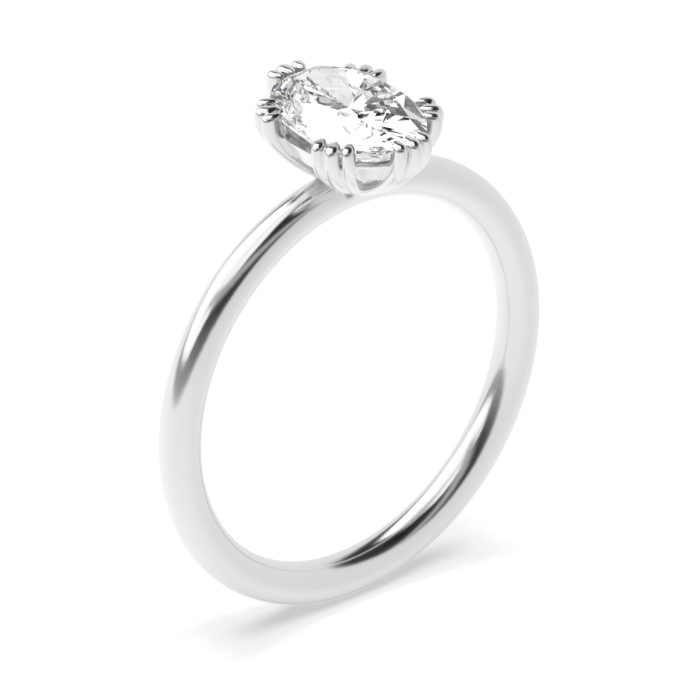 Oval Shape 6 Claws Double Claw Solitaire Diamond Engagement Ring