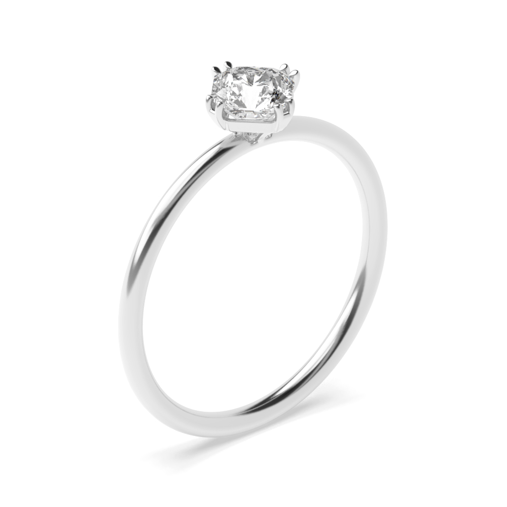 Princess Shape Double Claw Solitaire Diamond Engagement Ring