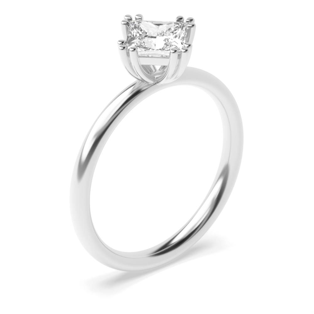 Princess Shape Tri Claws Solitaire Diamond Engagement Ring