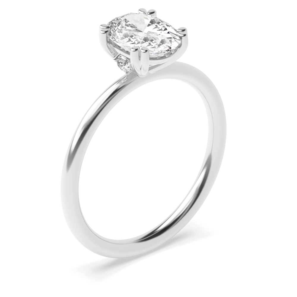 Oval Shape Double Claws Delicate Solitaire Diamond Engagement Ring