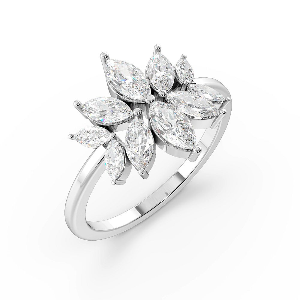 Marquise Shape Modern Designer Cluster Diamond Rings (14mm)