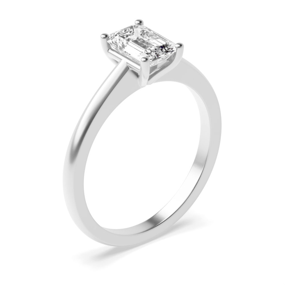 emerald Open Setting Solitaire Diamond Engagement Ring